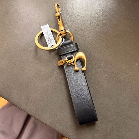Coach Black Leather Keychain with Gold Details - Picture 2 of 7